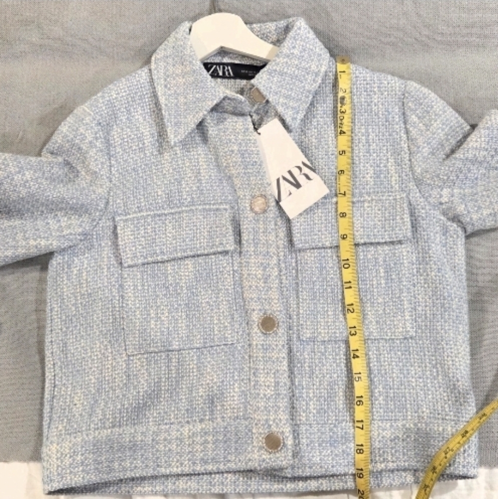 Zara Womens Tweed Light Blue Jacket - Picture 5 of 5